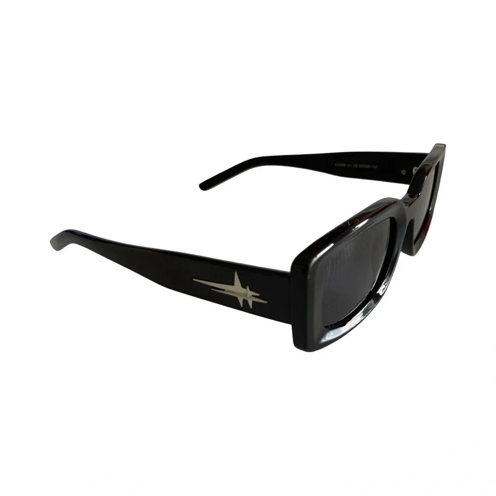 SOJOS Black Rectangle Sunglasses Star Detail Retro Y2K UV400